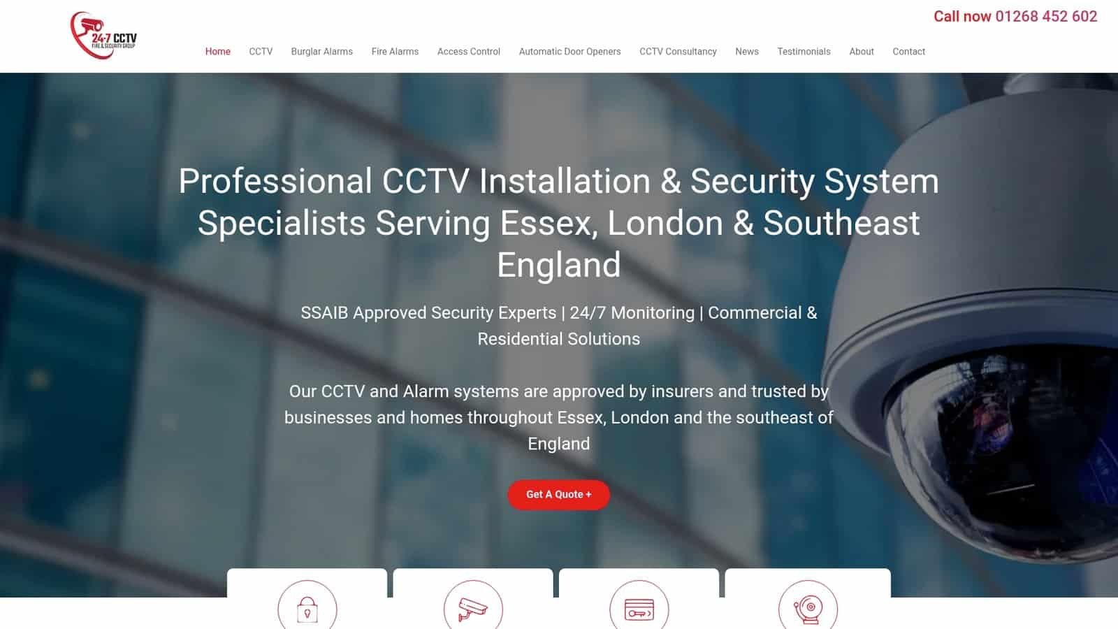 Screenshot of the 247 CCTV website homepage